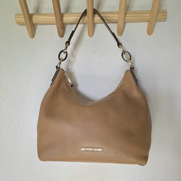 Michael Kors Isabella Leather Hobo Bag Convertible Crossbody Acorn NWT - Picture 4 of 16